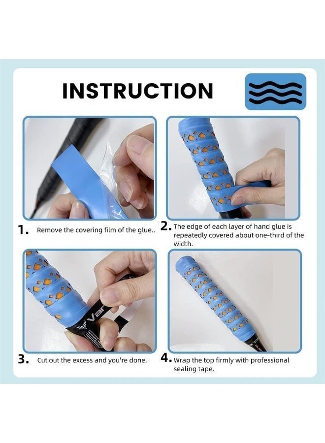 ChicAbode Tennis Racket Grip Tape, Precut and Dry Feel Tennis Grip, Anti Slip & Quick-Dry Grip Tape, Perforated Super Absorbent Tennis Overgrip for High Performance (4 Grips) - Image 5